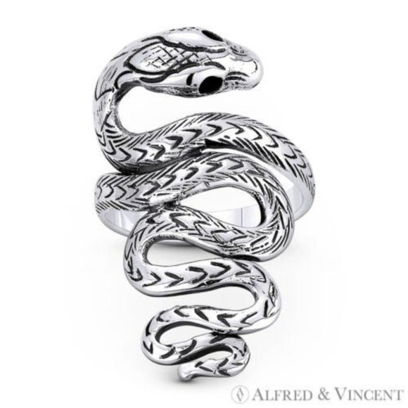 Snake Spirit Animal Serpentine Charm Boho Ring in .925 Sterling Silver - Size 6 - Picture 1 of 1